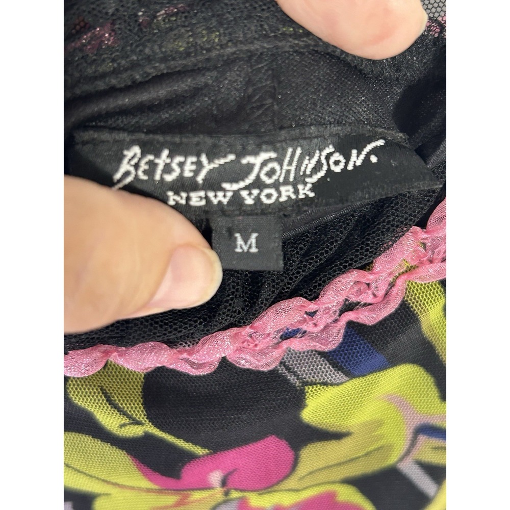 Vintage Y2K Betsey Johnson Frankly Dragon Floral Mesh Slip Dress Lace Goth Med * - Picture 11 of 14